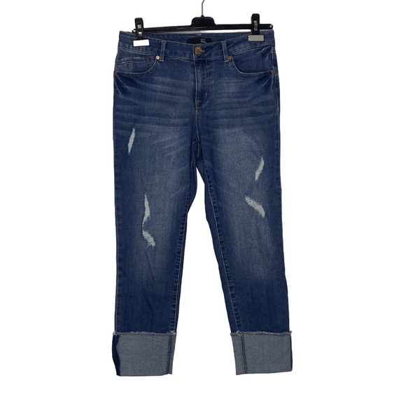 1822 DENIM Taylor Distressed Rolled Cuffed Ankle Cropped Jeans Casual Sz 10 EUC - Picture 1 of 16